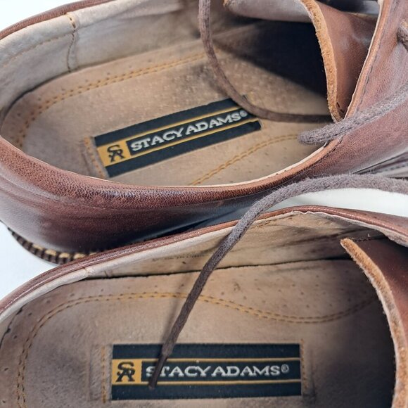 Stacy Adams Dayton Square Toe Lace Up Brown Shoes Size 10 - Picture 11 of 16